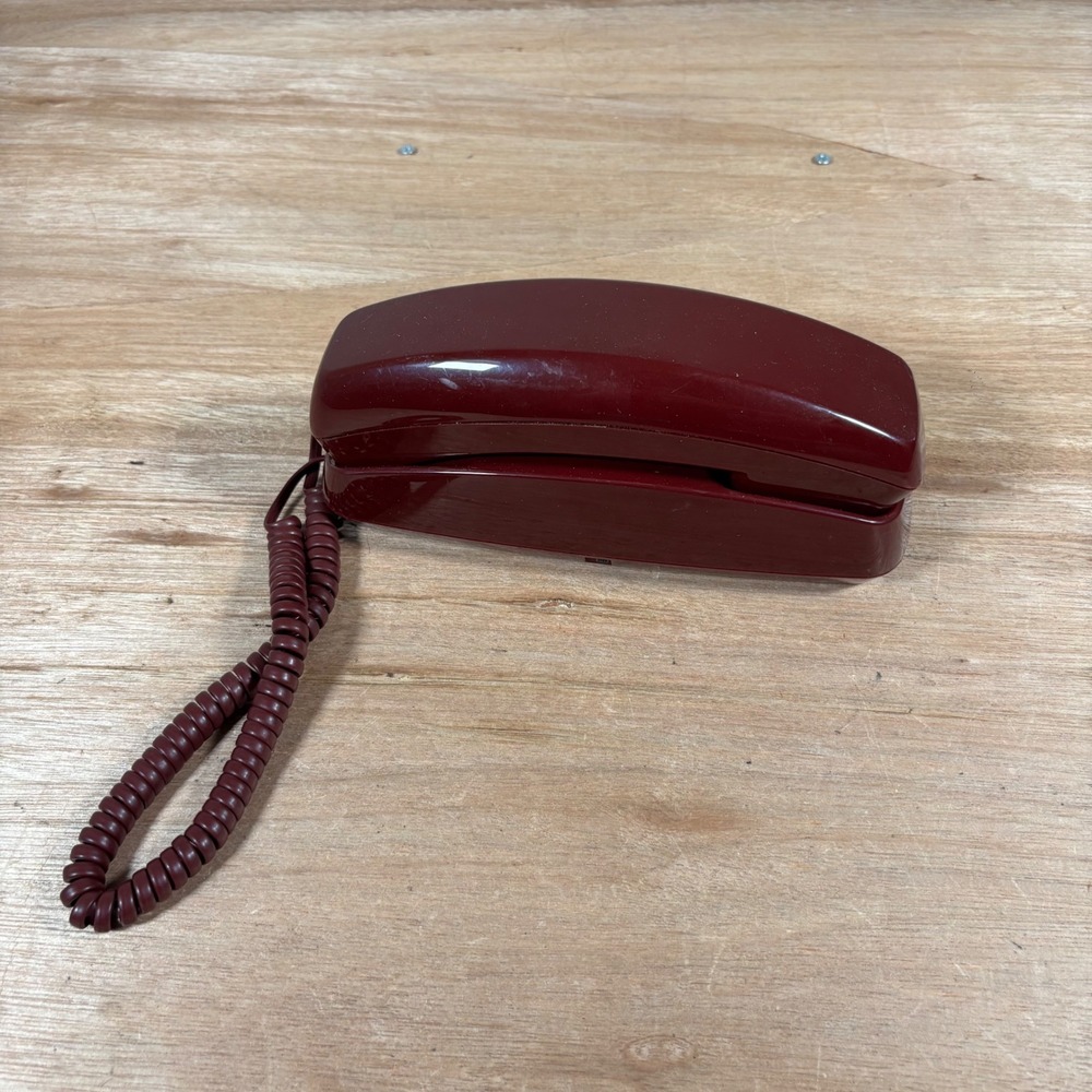 Vintage RadioShack ET-273 Corded Telephone Burgundy Red Slimline Wall Desk Phone